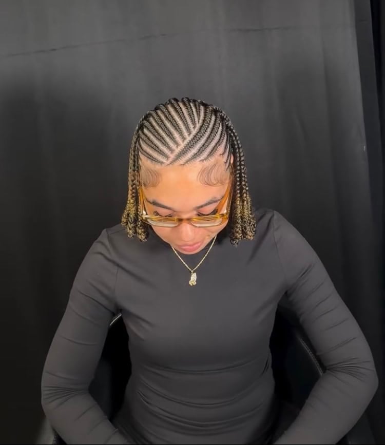 Bob Braids With Blonde Highlighted Wavy Ends Bob Braids With Blonde Highlighted Wavy Ends — Tribal Braids Hairstyles
