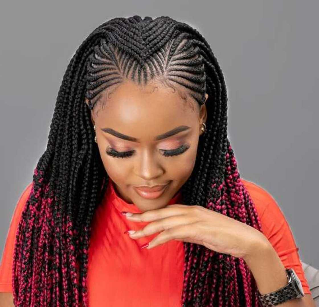 Box Braids With Pink Tips Box Braids With Pink Tips — Tribal Braids Hairstyles