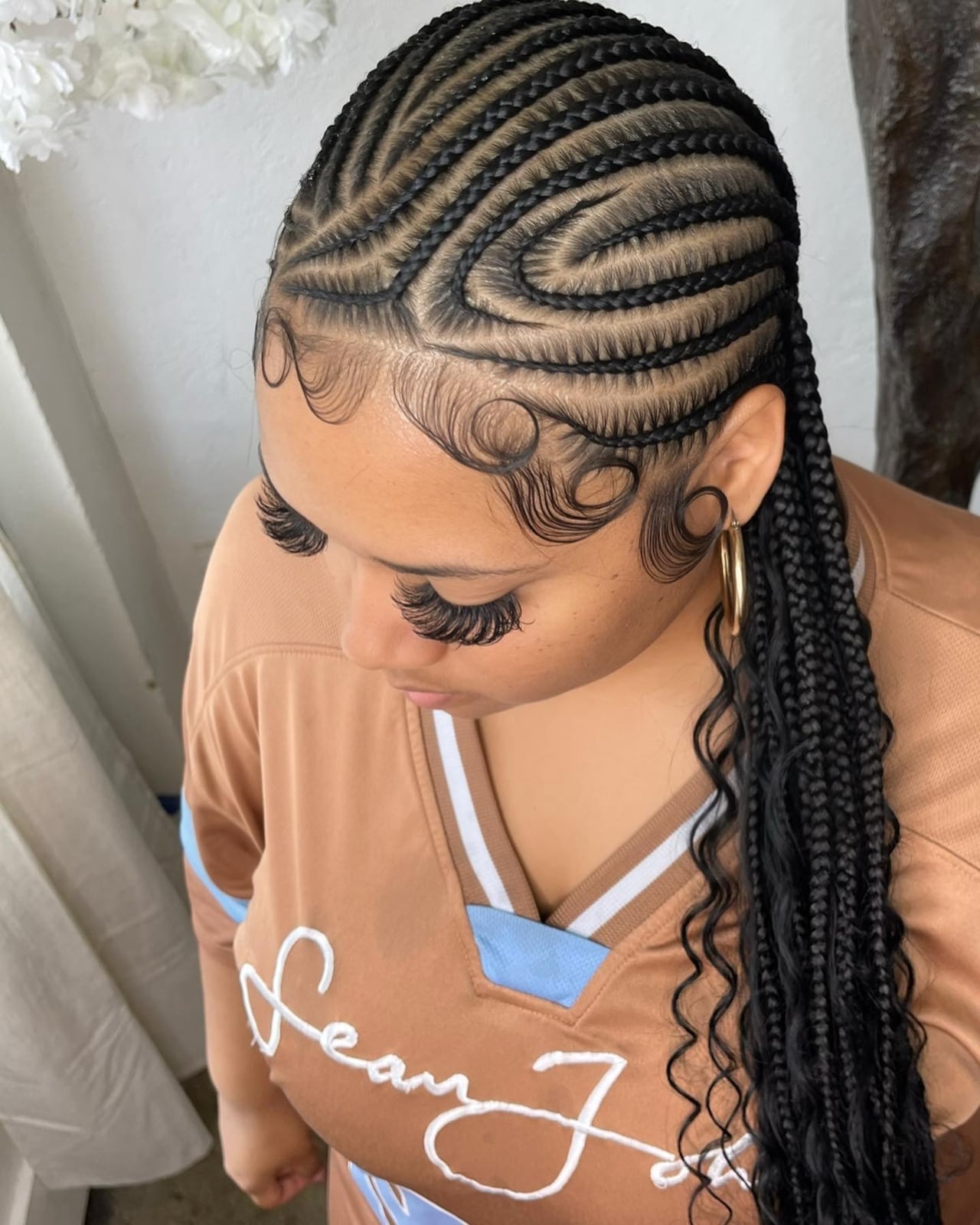 Cornrows With Wavy Mid-Back Braids Cornrows With Wavy Mid-Back Braids — Tribal Braids Hairstyles