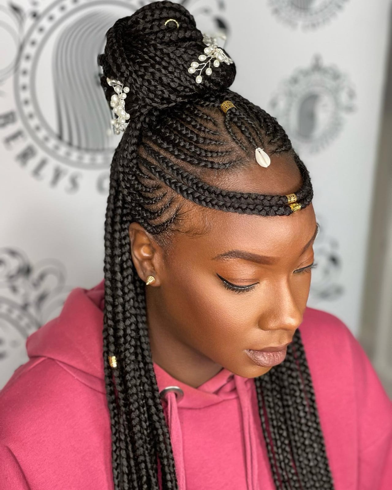 Fulani Braids Updo With Gold Adornments Fulani Braids Updo With Gold Adornments — Tribal Braids Hairstyles