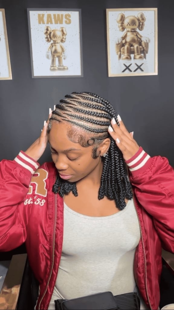 Bob Length Cornrows With Curly Ends Bob Length Cornrows With Curly Ends — Tribal Braids Hairstyles