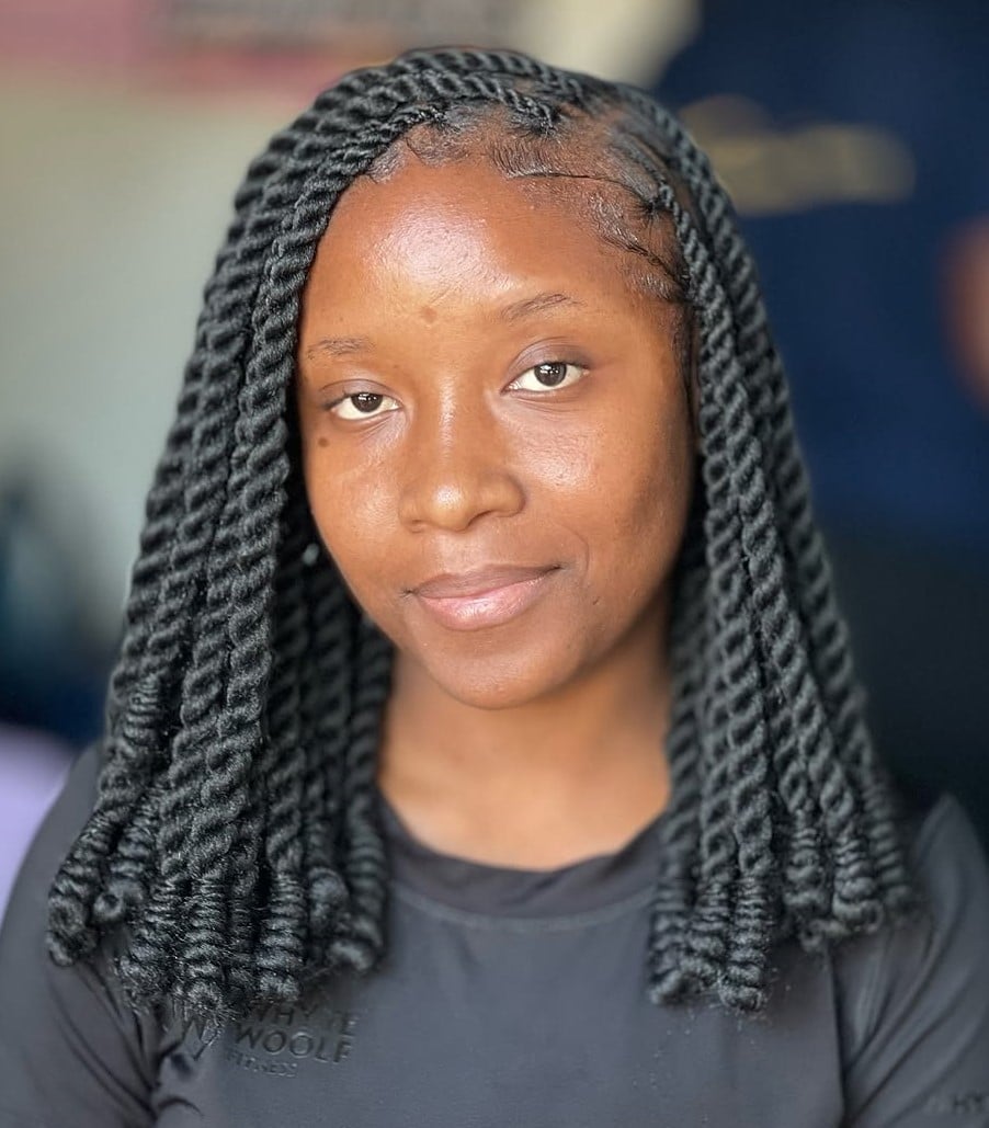 Thick Twisted Braids Collarbone Bob, Black Thick Twisted Braids Collarbone Bob, Black — Twist Bob
