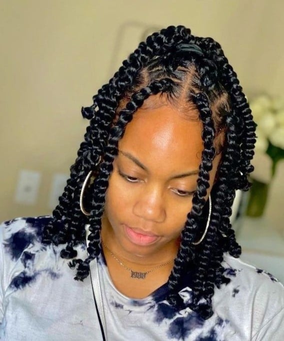 Chin Length Curly Bob With Fringe Chin Length Curly Bob With Fringe — Twist Bob