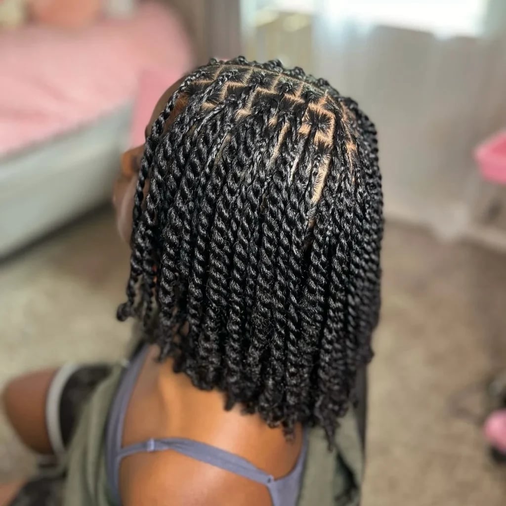 Chin Length Twists Geometric Parting Chin Length Twists Geometric Parting — Two Strand Twists