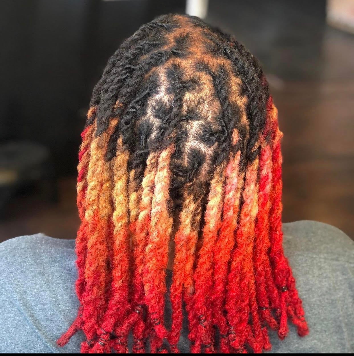 Mid-Back Twists Vibrant Ombre Color Mid-Back Twists Vibrant Ombre Color — Two Strand Twists