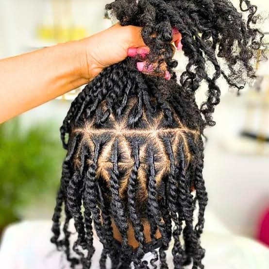 Mid-Back Twists Precise Geometric Parting Mid-Back Twists Precise Geometric Parting — Two Strand Twists