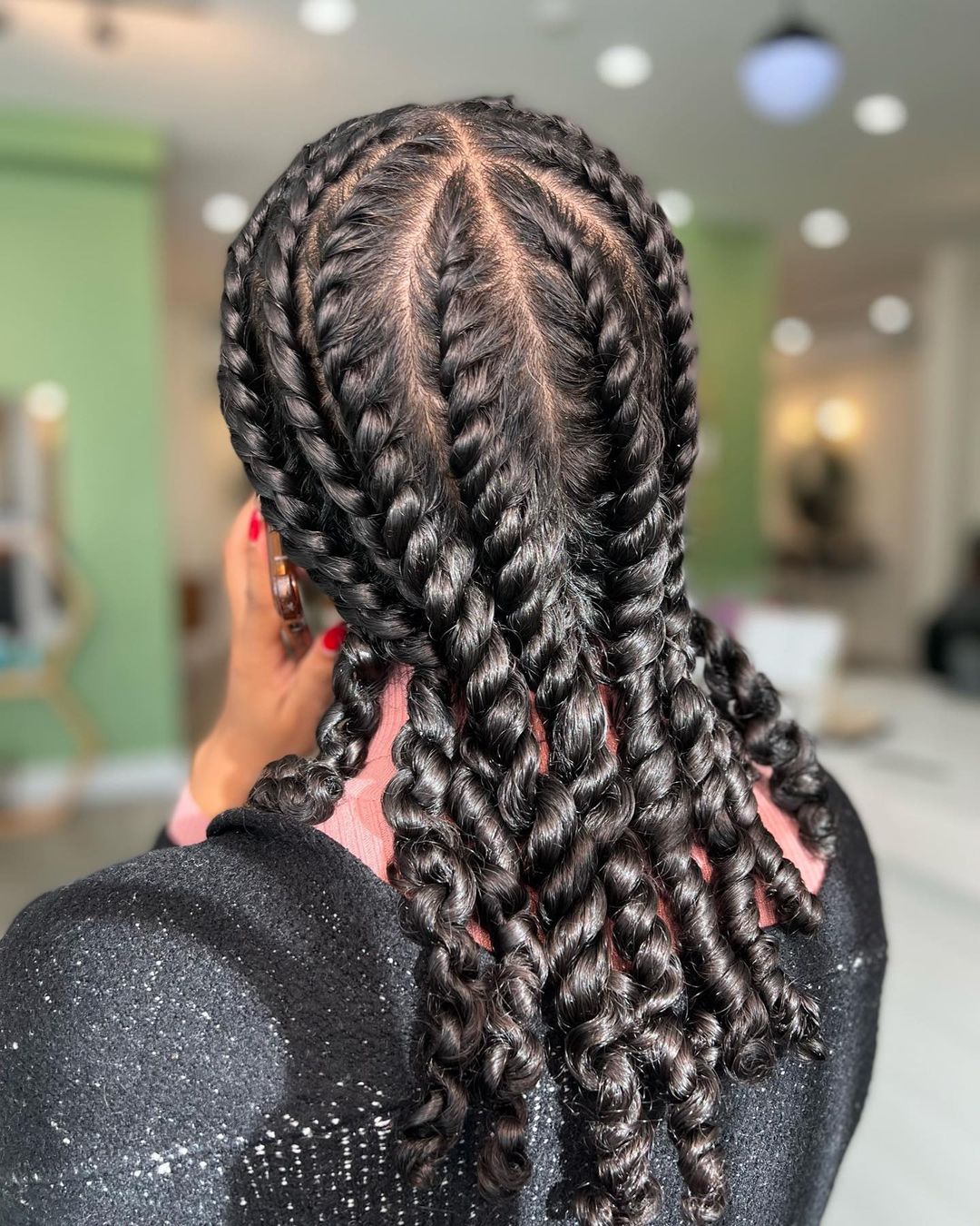 Mid-Back Twists With Subtle Brown Highlights Mid-Back Twists With Subtle Brown Highlights — Two Strand Twists