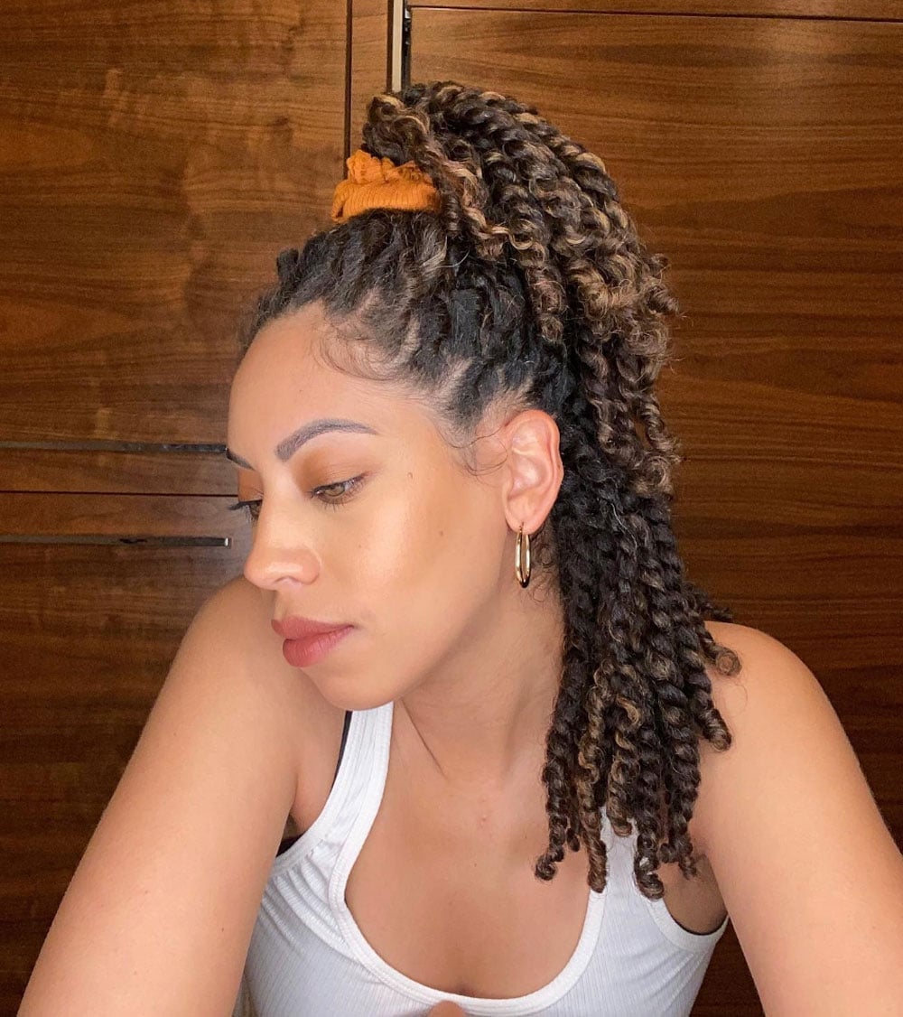 Mid-Back Twists In A High Ponytail Mid-Back Twists In A High Ponytail — Two Strand Twists