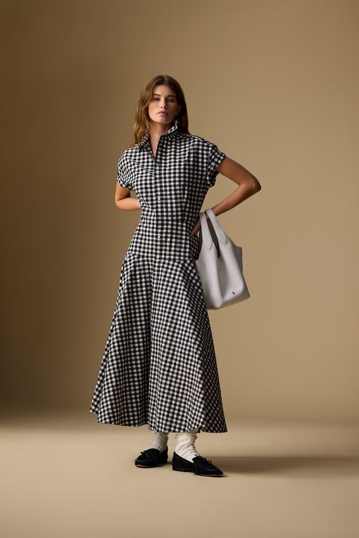 Gingham Check Cotton Midi Dress — Types of Dresses