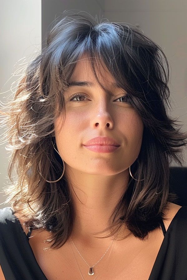 Mid-Back Blue-Black U Shape Layers — U Shape Haircuts
