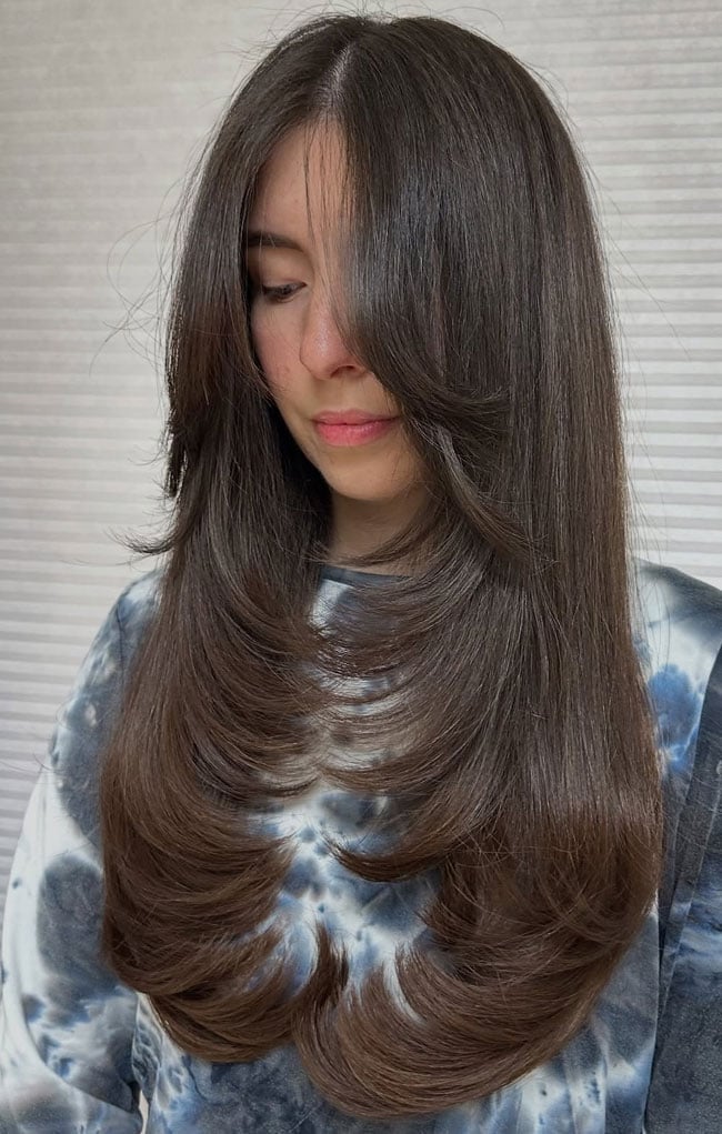 Long Dark Brown U Shape With Face-Framing — U Shape Haircuts