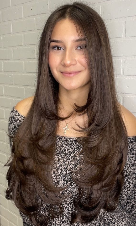 Mid-Back Dark Brown U Shape With Volume — U Shape Haircuts