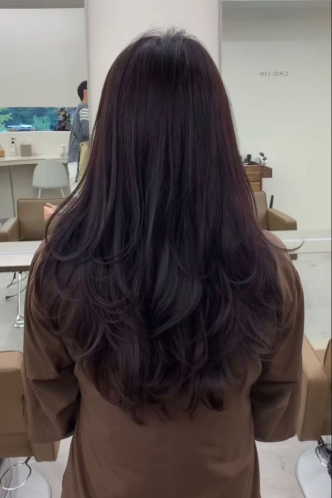 Mid-Back Dark Brown U Shape Silhouette, Middle — U Shape Haircuts
