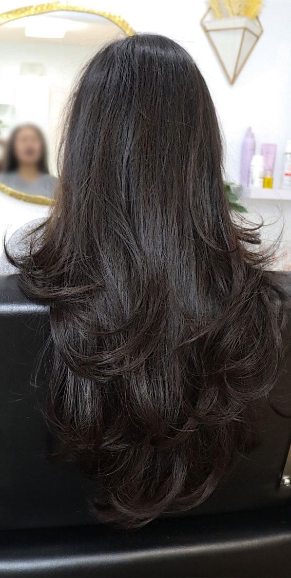Mid-Back Dark Brown Air-Dried U Shape — U Shape Haircuts