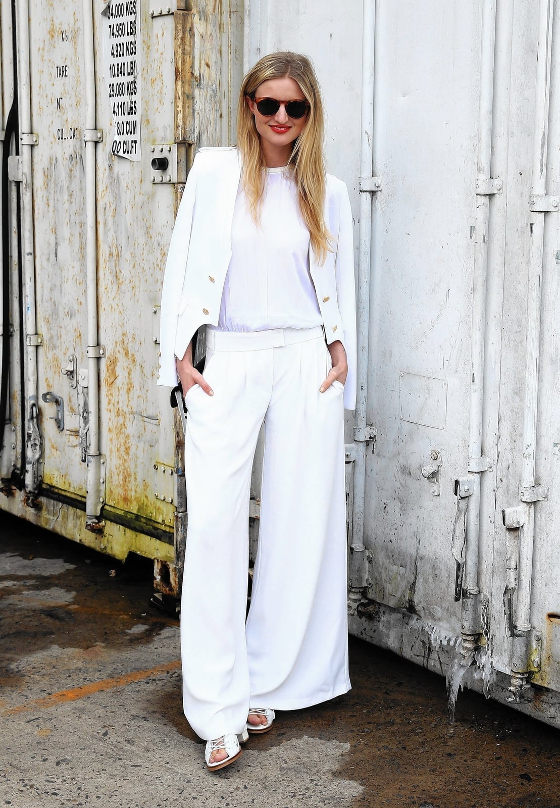 Monochromatic White Suit With Gold Buttons — Under Outfits