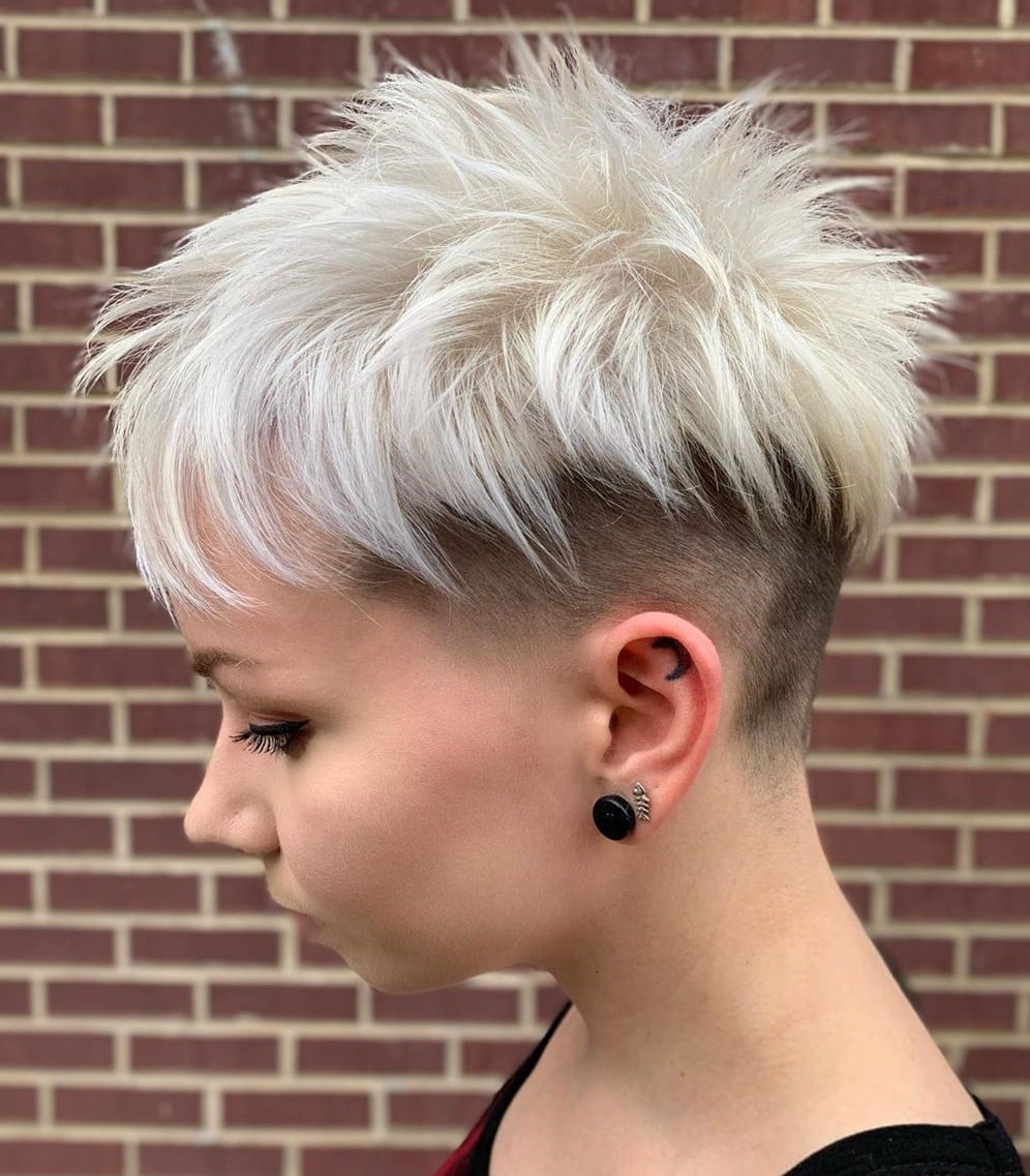 Platinum Blonde Spiky Undercut Pixie, Short — Undercut Hairstyles