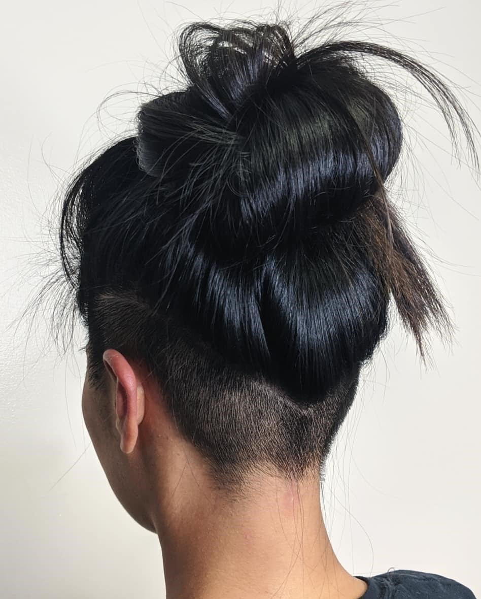 Dark Brown Asymmetrical Undercut With Blonde Highlights — Undercut Hairstyles