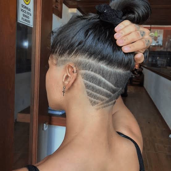 Dark Brown Slicked Back Undercut With Geometric Lines — Undercut Hairstyles