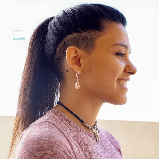 Dark Brown High Ponytail With Clean Undercut — Undercut Hairstyles