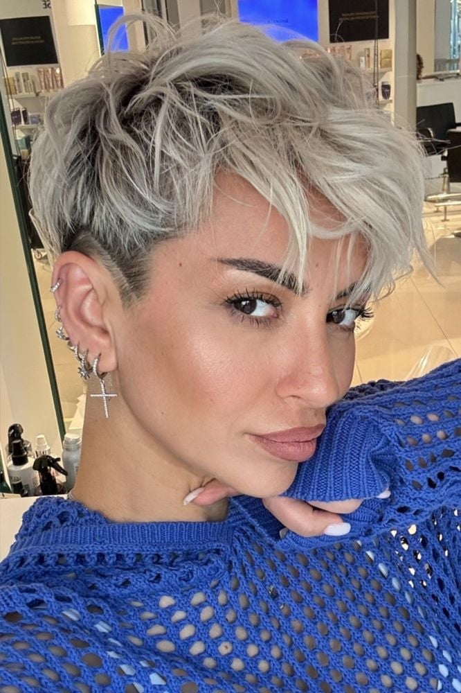 Ash Blonde Textured Pixie Undercut — Undercut Hairstyles