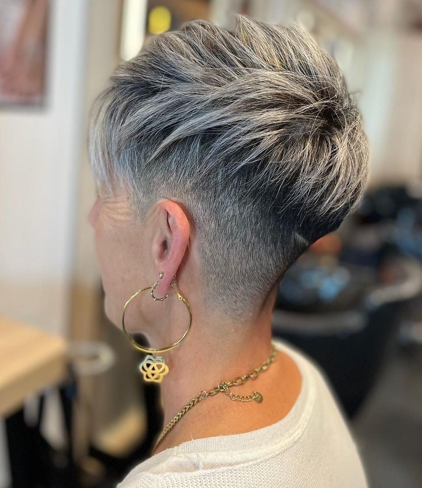 Gray Pixie With Gradual Fade Undercut — Undercut Hairstyles