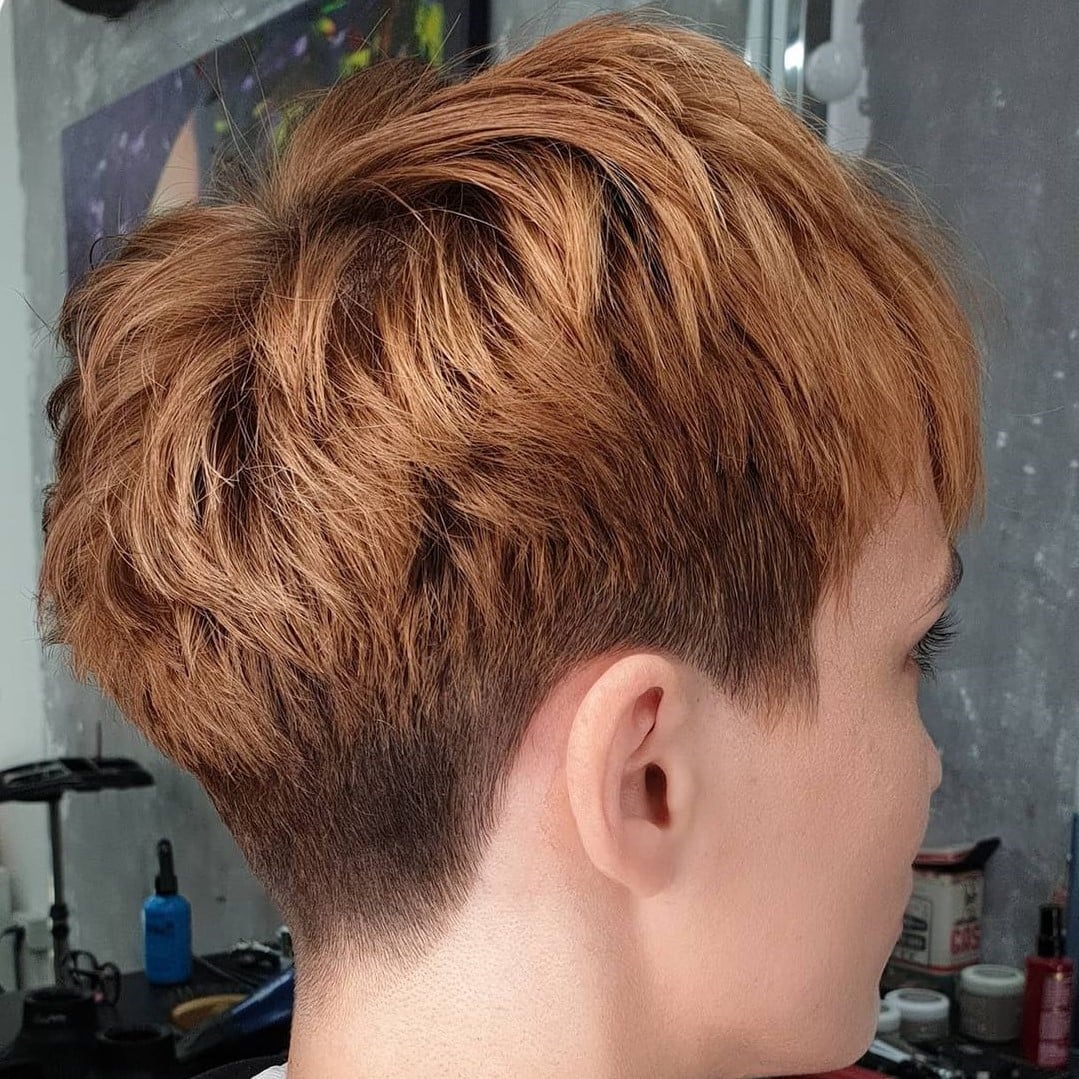 Ginger Pixie With Choppy Texture and Sharp Undercut — Undercut Hairstyles