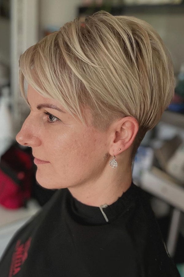 Blonde Pixie With Forward Styled Top — Undercut Hairstyles