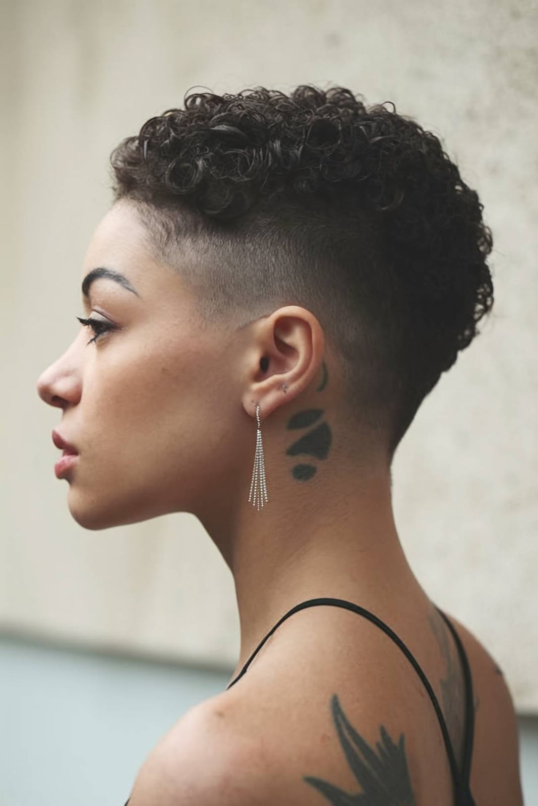 Dark Brown Curly Undercut Pixie — Undercut Hairstyles