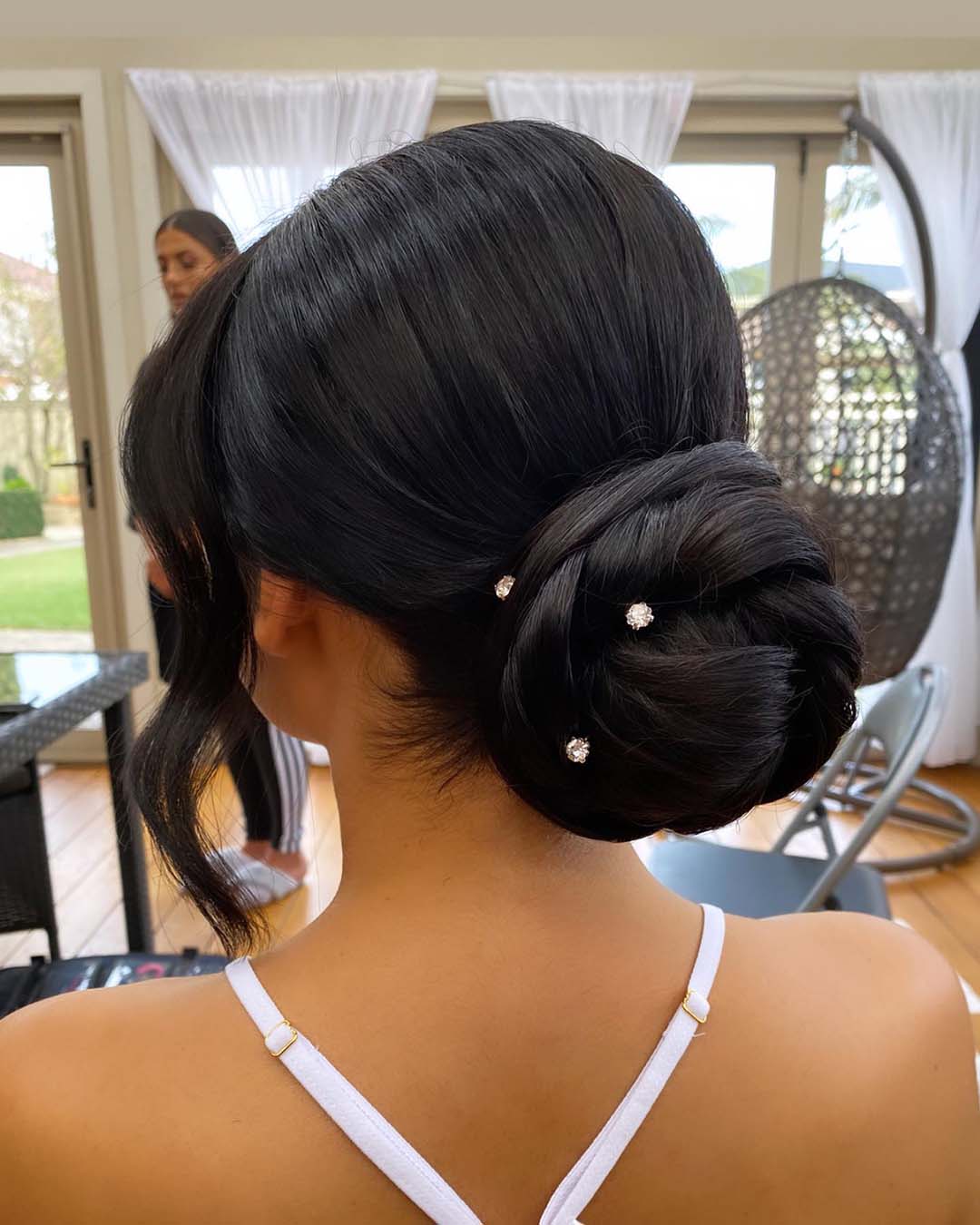Dark Brown Voluminous Swept Up Style With Face-Framing Pieces Dark Brown Voluminous Swept Up Style With Face-Framing Pieces — Updo Wig