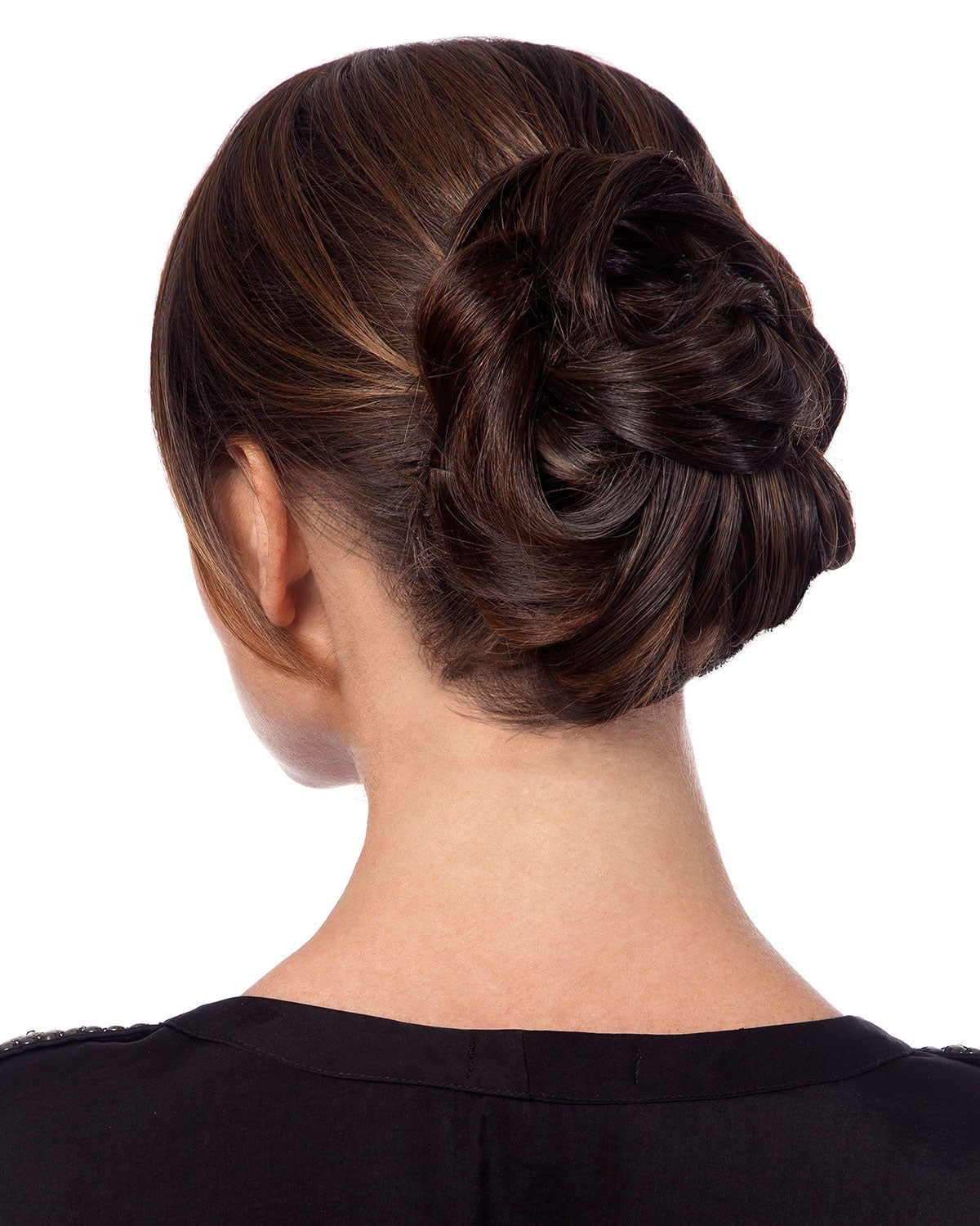 Dark Brown Intricate Rolled Bun Dark Brown Intricate Rolled Bun — Updo Wig