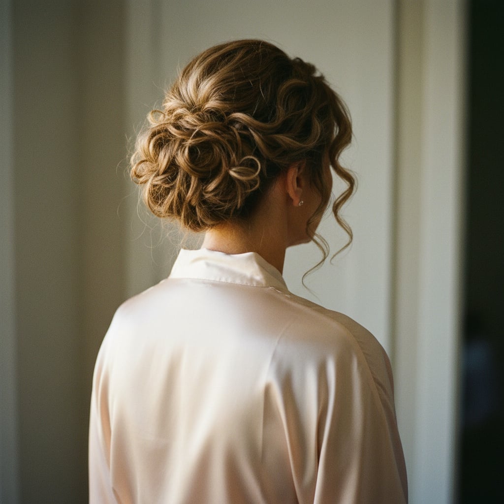 Blonde Intricate Curly Updo Blonde Intricate Curly Updo — Updo Wig