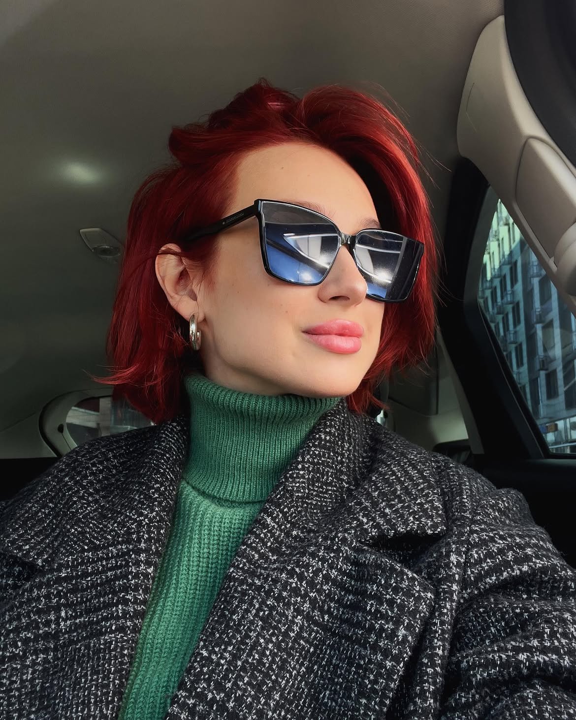 Vibrant Cherry Red Textured Bob With Deep Side Part