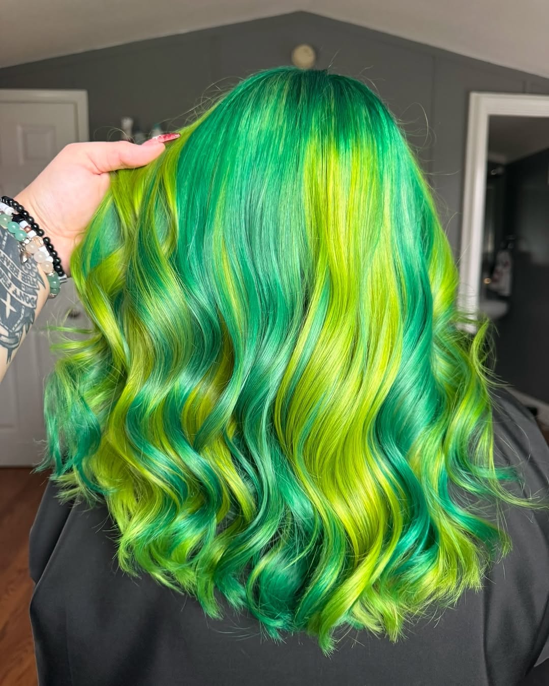 Vibrant Lime & Emerald Green Melt Waves