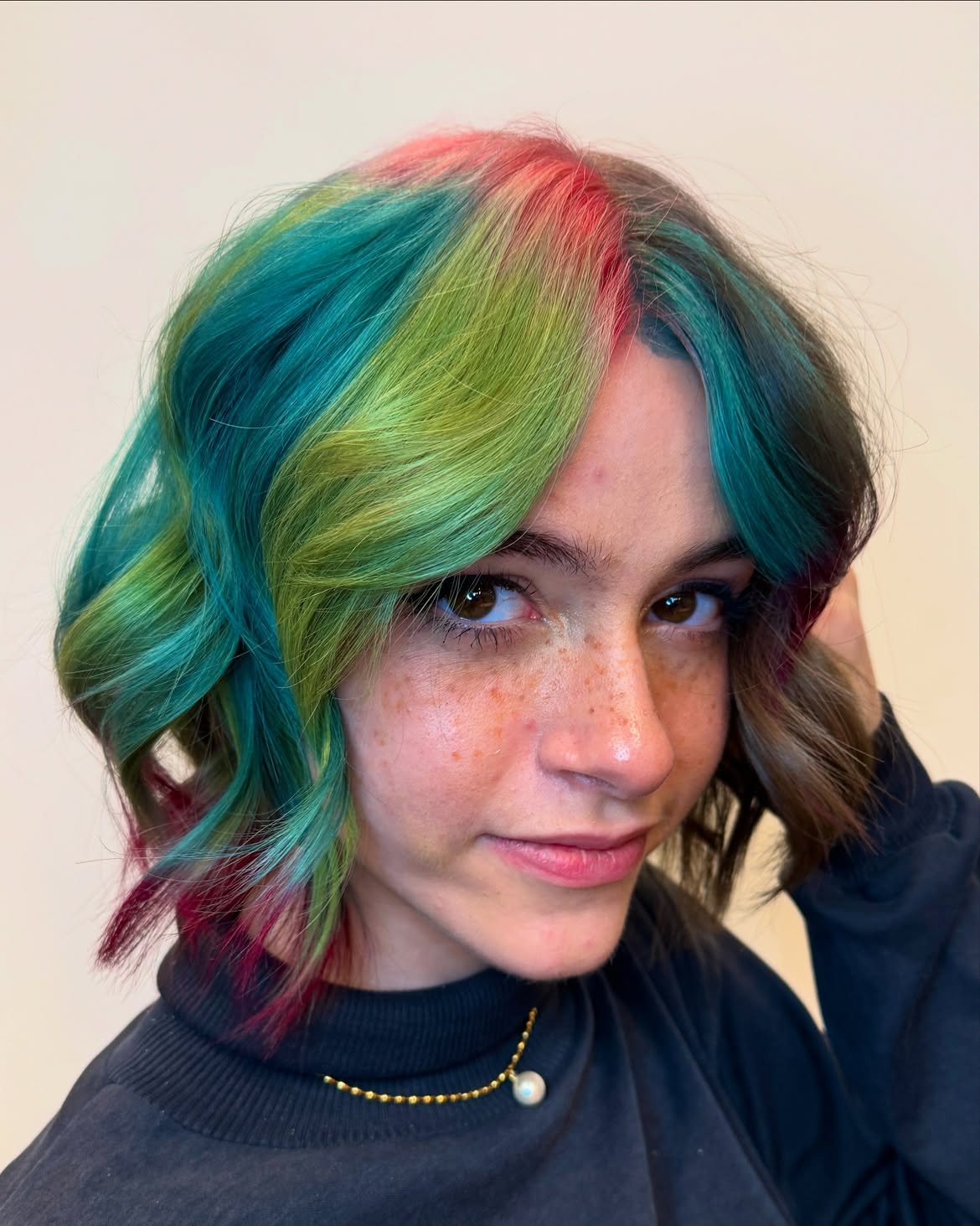Vibrant Rainbow Christmas Hair Color Ideas