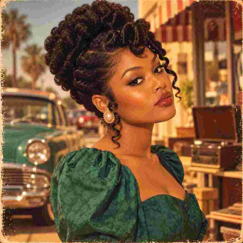 Long Coily Updo With Sculpted Curls Long Coily Updo With Sculpted Curls — Vintage Hairstyles