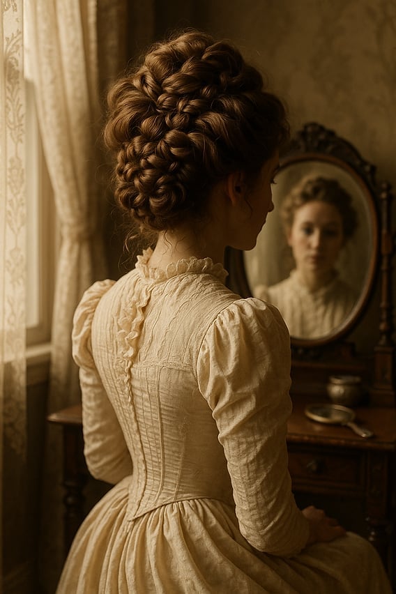 Long Brown Hair Intricate Braided Updo Long Brown Hair Intricate Braided Updo — Vintage Hairstyles