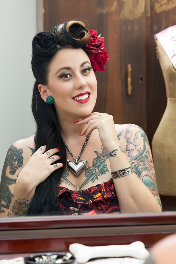Shoulder Length Victory Rolls With Rose Shoulder Length Victory Rolls With Rose — Vintage Hairstyles