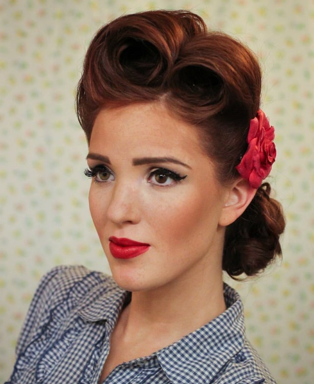 Medium Length Updo With Pin Curls Medium Length Updo With Pin Curls — Vintage Hairstyles