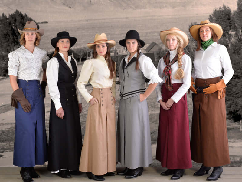 Old West Style High-Waisted Skirts and Blouses — Vintage Style