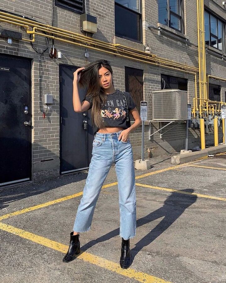 Graphic Band T-Shirt with Straight-Leg Jeans — Vintage Style