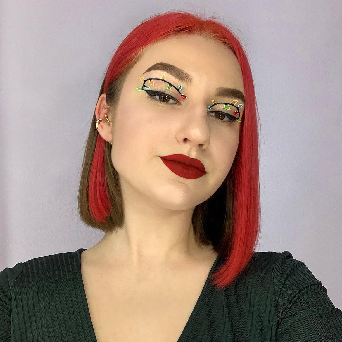 Vivid Red Underlayer Bob With Subtle Auburn