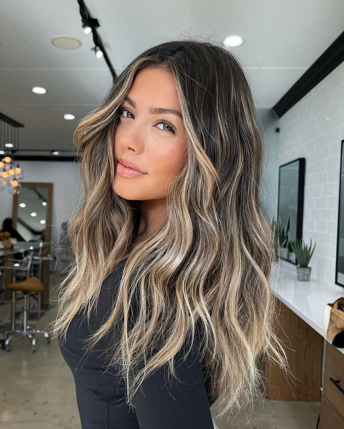 Warm Honey Blonde Balayage With Textured Waves