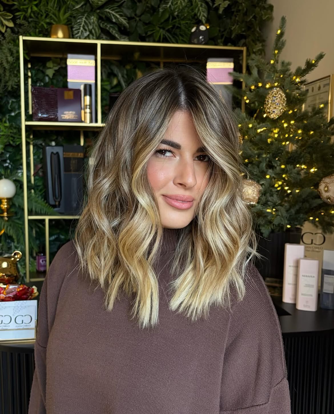 Warm Honey Blonde Balayage With Textured Waves