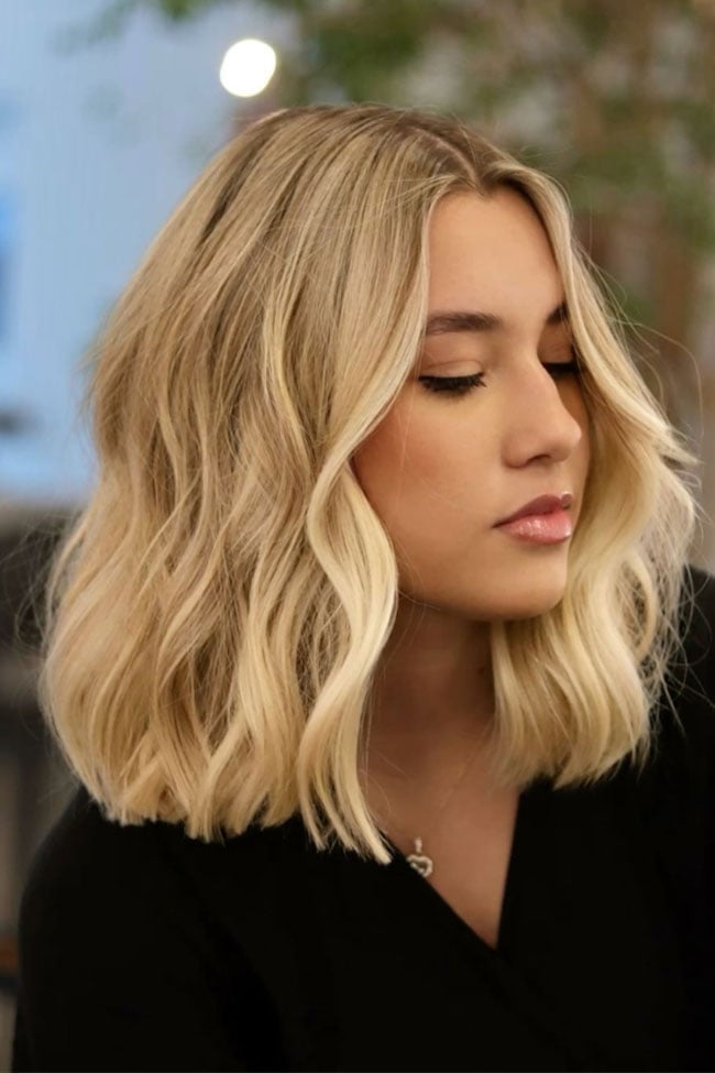 Glossy Ash Blonde Loose Waves — Waves Hair