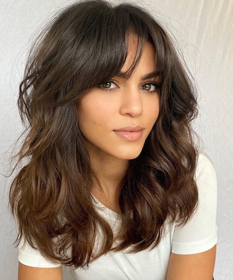 Mid-Back Layers With Face-Framing Bangs — Wavy Haircuts