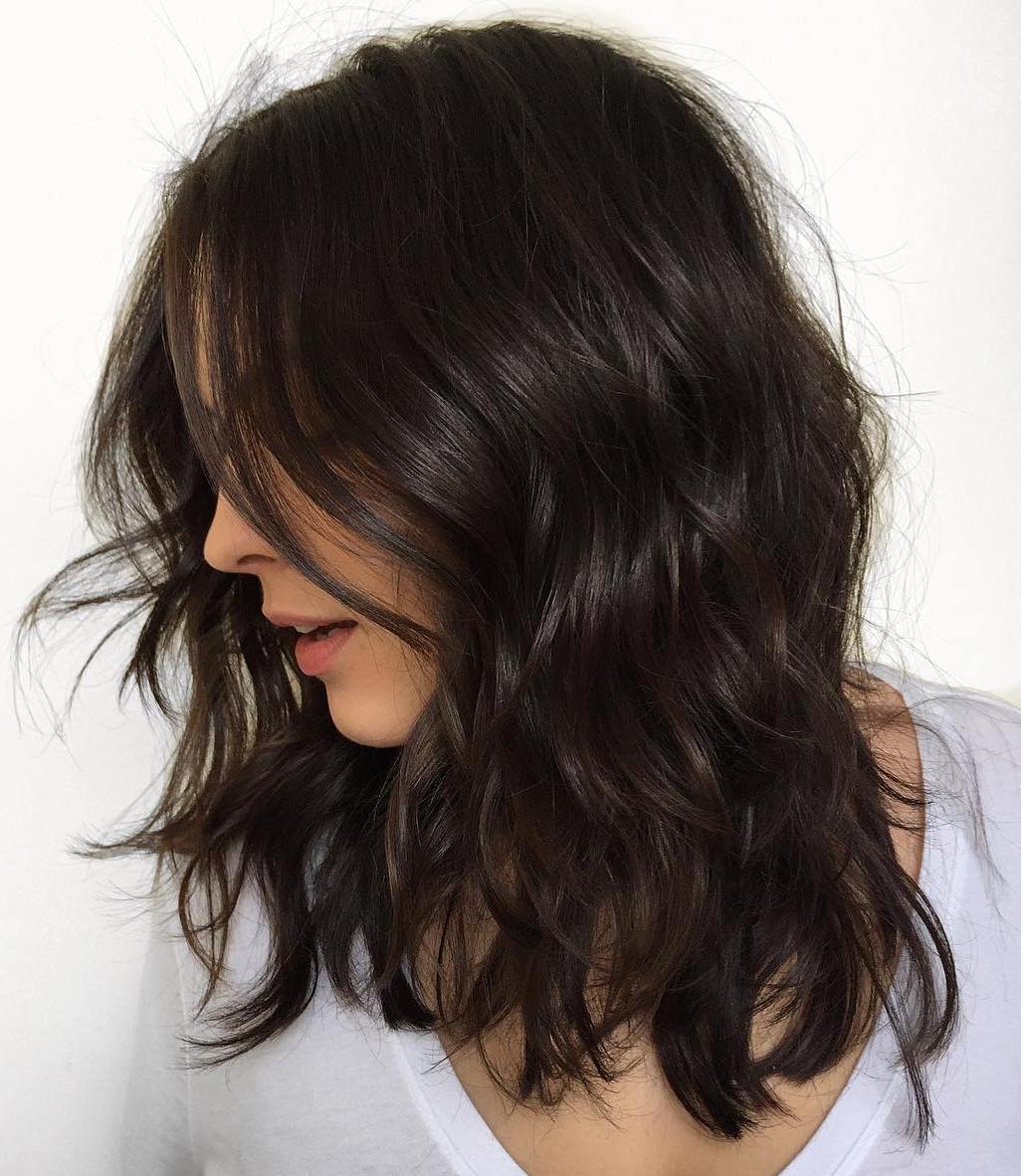Shoulder Length Cut With Curtain Bangs — Wavy Haircuts