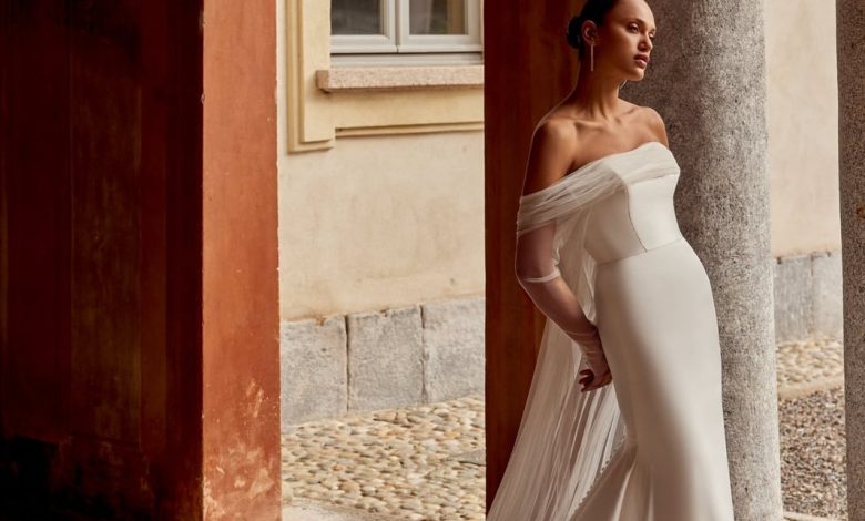Celeste: Clean Fit and Flare Wedding Dress with Straight Neckline | Justin Alexander
