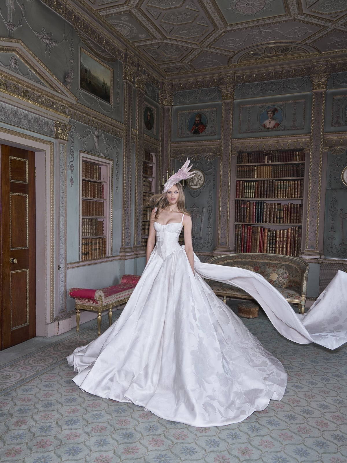 Ivory and Gold Ballgown Wedding Dress with Ornate Detailing
