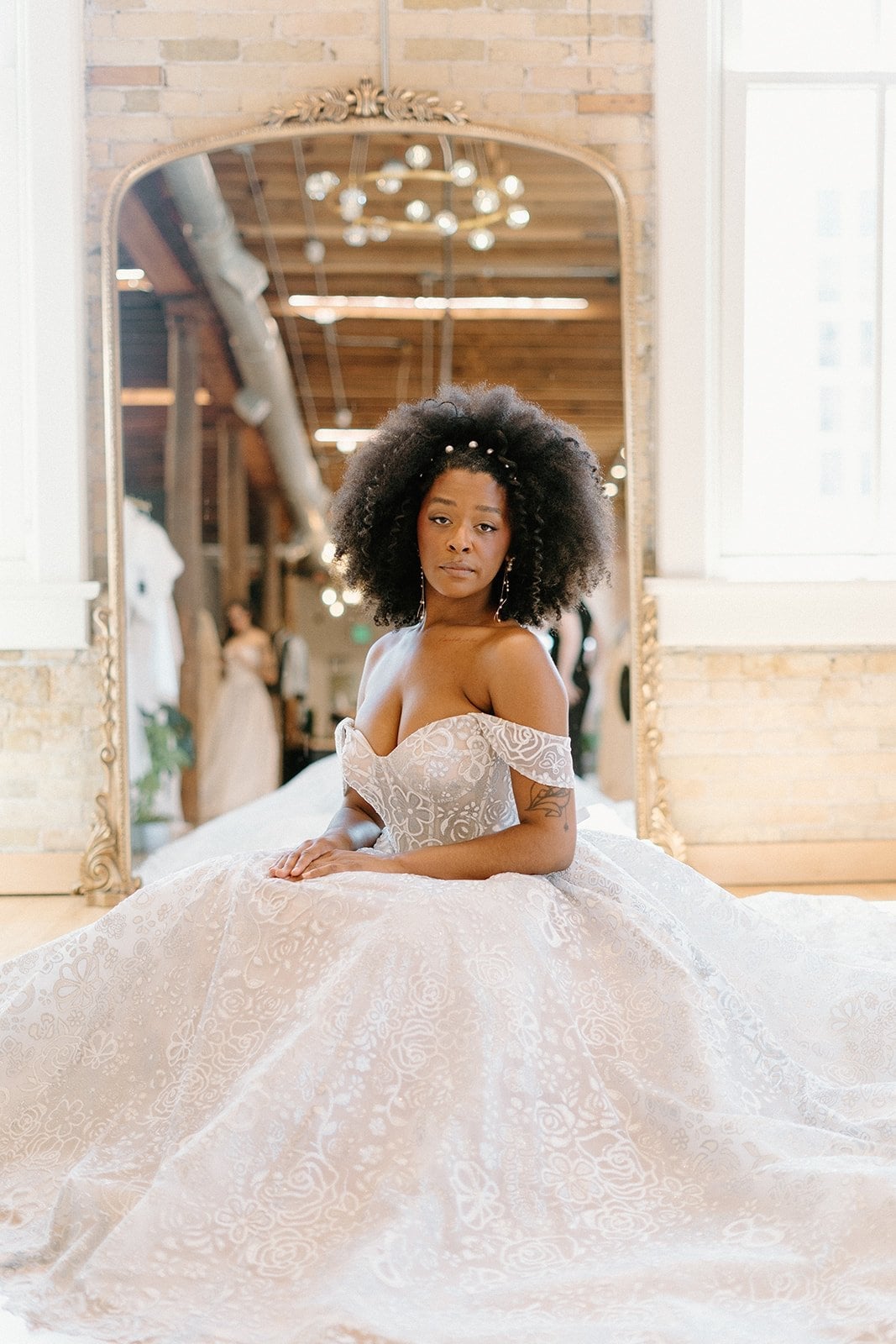 Ivory and Silver Ballgown Wedding Dress with Lace Appliqué