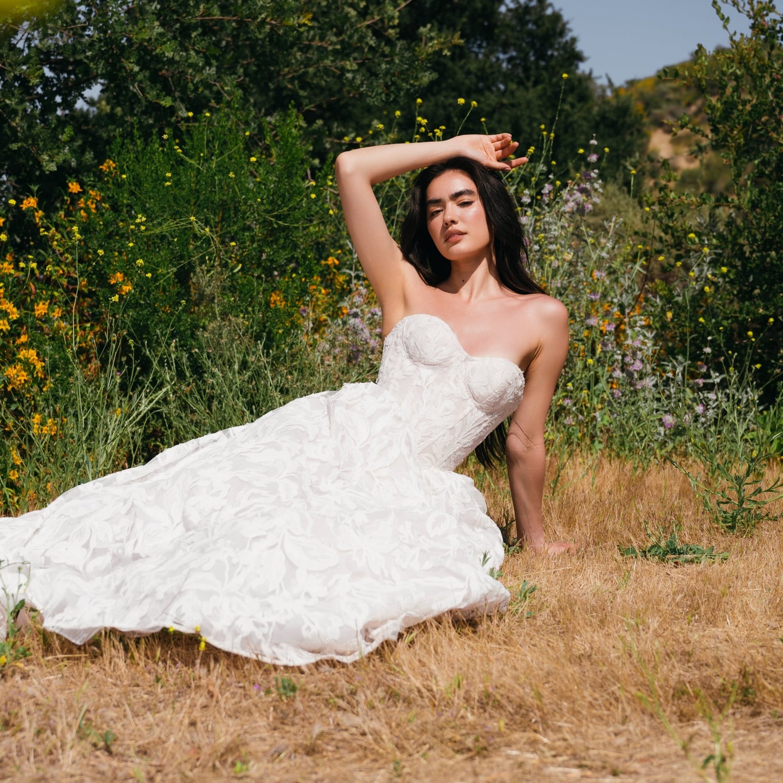 White Ballgown Wedding Dress with Sweetheart Neckline and Textured